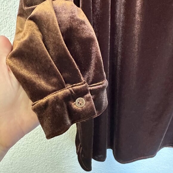 Earthbound Trading Co Velvet Tunic Top Size XXL Chocolate Brown Bohemian Casual - Picture 4 of 11
